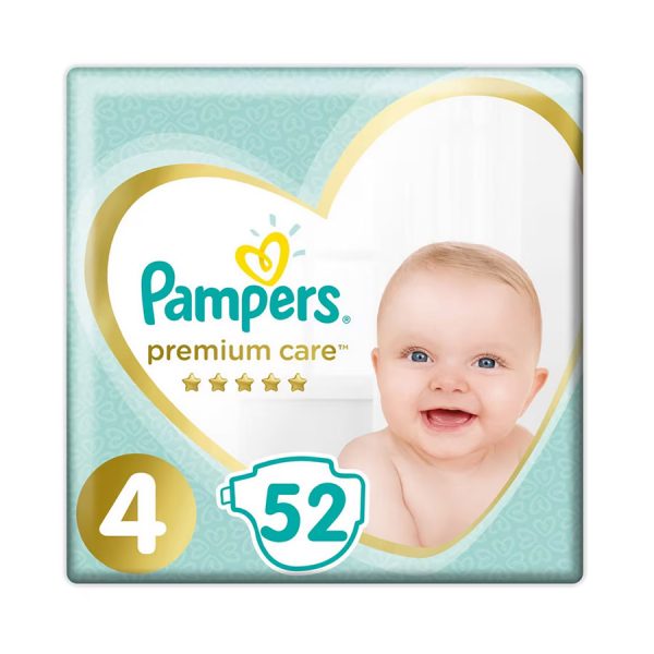 PAMPERS PREMIUM 4 пелени 9-14kg, 52 парчиња