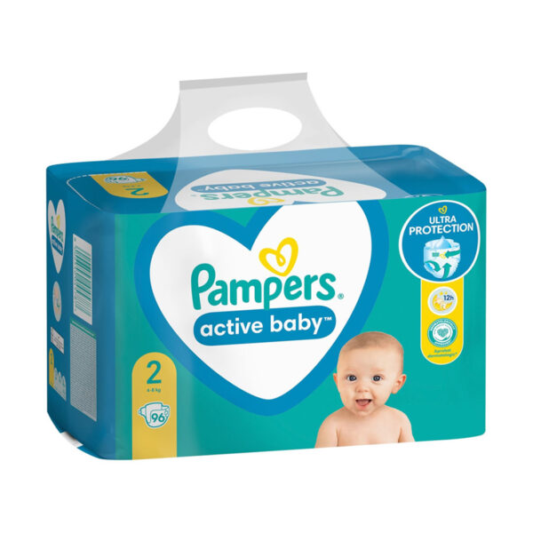 PAMPERS  ACTIVE BABY 2 пелени за деца 4-8 kg, 96 парчиња